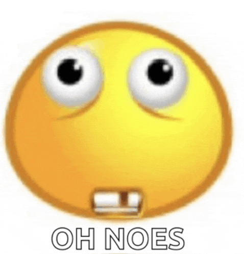 a cartoon smiley face with big eyes and the words `` oh noes '' written below it .
