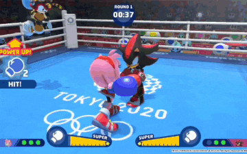 shadow the hedgehog and amy rose are boxing in a tokyo 2020 video game