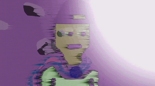 a purple background with a drawing of a person 's face and the word " i "