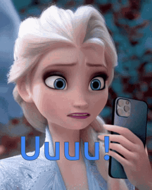 a cartoon of elsa from frozen taking a picture of herself