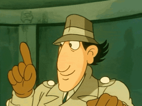 a cartoon character is pointing up with his index finger