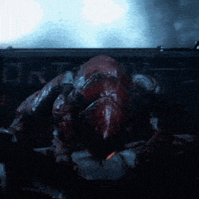 a monster in a dark room with the word ork visible