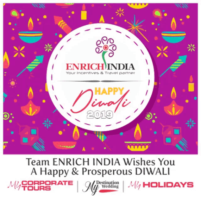 an advertisement for enrich india wishing you a happy and prosperous diwali