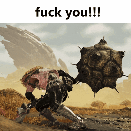a screenshot of a video game with the words " fuck you " on the top