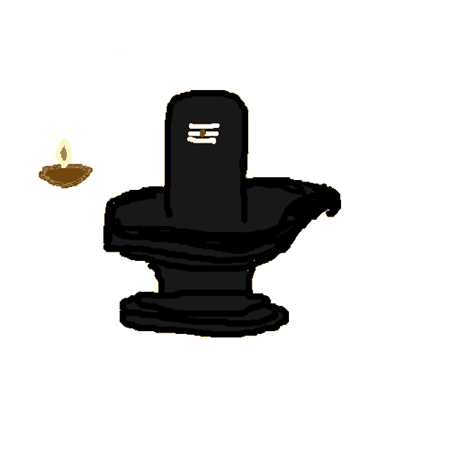 a drawing of a shiva lingam with a candle next to it on a white background