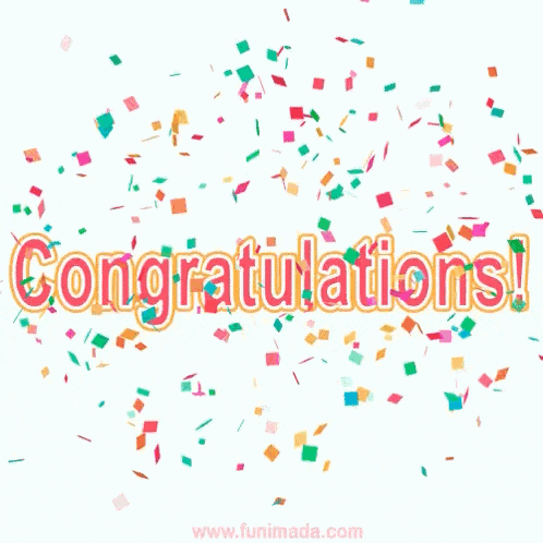 the words congratulations are surrounded by colorful confetti