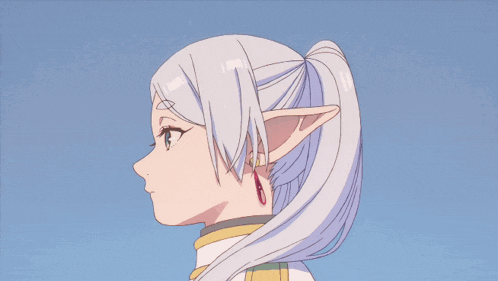 a drawing of a girl with white hair and ears