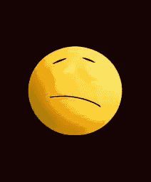 a yellow smiley face with a sad look on its face
