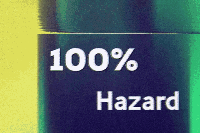the word hazard is on a blue background