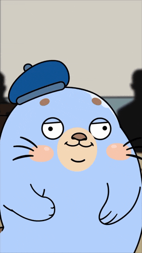a cartoon of a seal wearing a blue beret