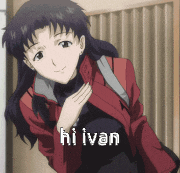 a girl in a red jacket says hi ivan in white