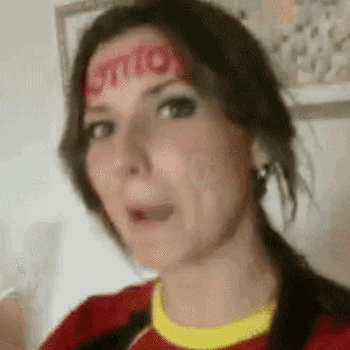 a woman with the word lotto on her forehead