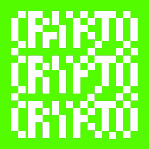 a black background with green and white squares that says " try to crypto "