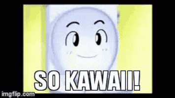 a picture of a cartoon character with the words so kawaii on it