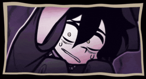 a cartoon drawing of a person laying down with a sad look on their face