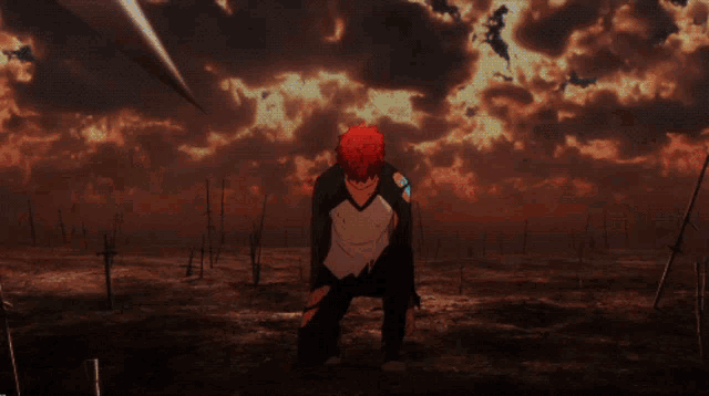 a cartoon character with a sword in his hand surrounded by fire
