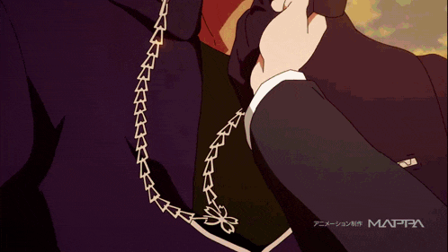 a cartoon of a man holding a woman 's neck with the word mappa on the bottom