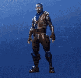 a man is dancing in a video game with a blue background .