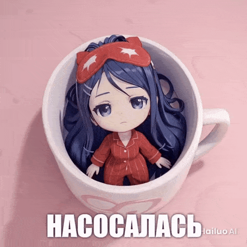 a doll in a cup that says hacocalac