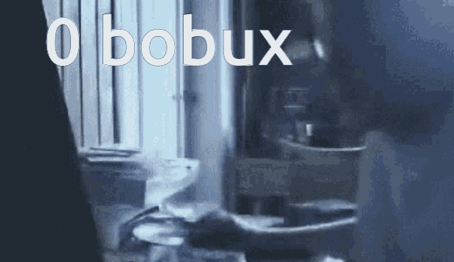 a blurry picture of a room with the words o bobux written in white