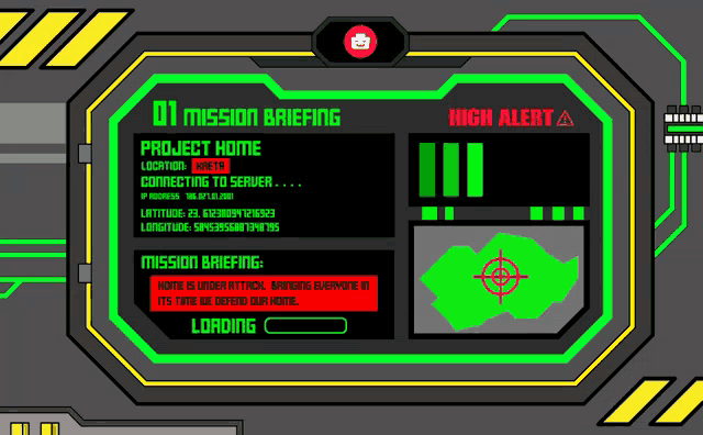 a computer screen displays a mission briefing for a project home
