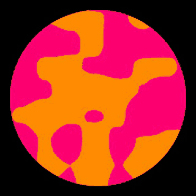 a pink and orange circle with a small hole in the middle
