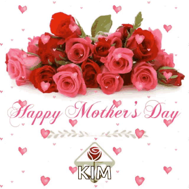 a happy mother 's day card with a bouquet of roses