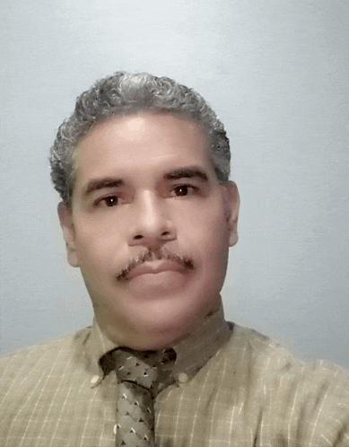 a man with gray hair and a mustache wears a plaid shirt and tie