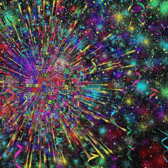 a computer generated image of a colorful fireworks display .