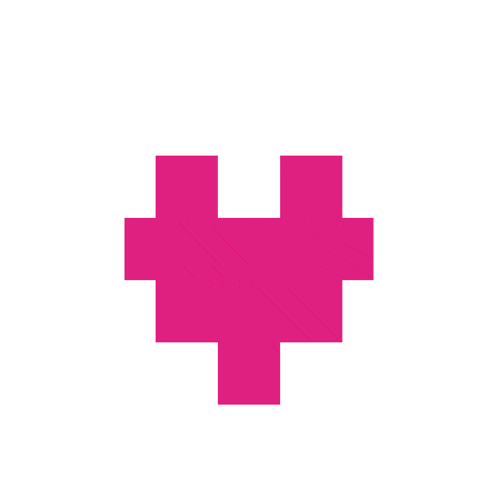 a pixel art of a red and pink heart on a white background