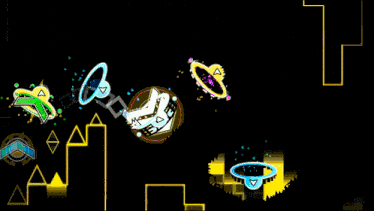 a video game shows a circle with a triangle on it