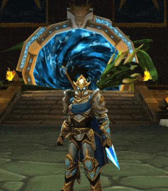 a video game character with a sword and shield