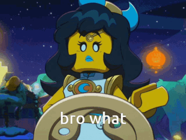 a picture of a cartoon character with the words bro what on it