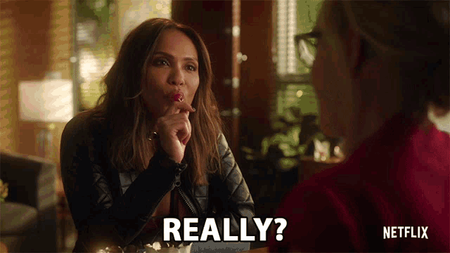 a netflix ad shows a woman blowing a kiss and says " really "