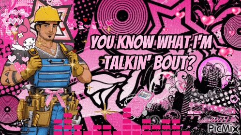 a man in a hard hat is holding a toolbox with the words " you know what i 'm talkin ' bout "