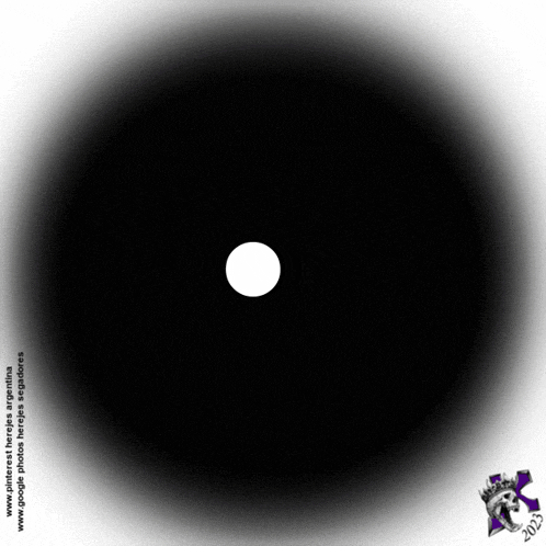 a black circle with a white circle in the middle of it