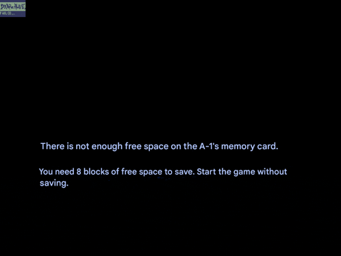 a black screen with the words there is not enough free space on the a-ts memory card