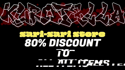 a black background with the words sari-sari store 20 % discount to alc items
