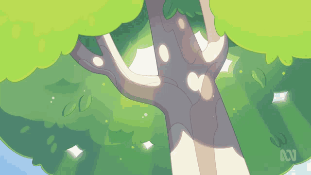 a cartoon drawing of a tree with the abc logo on the bottom right