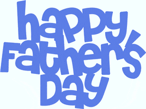 happy father 's day is written in blue letters on a white background