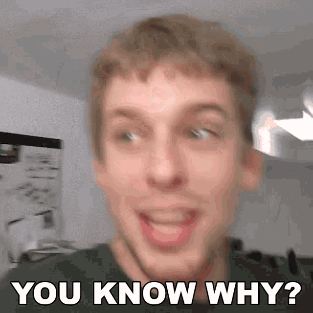 a blurry picture of a man with the words " you know why " on the bottom