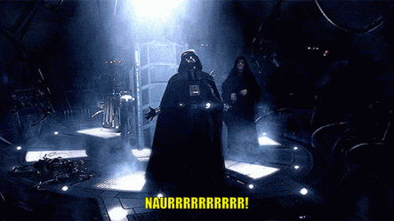 darth vader is standing in a dark room with the words naurr written on the bottom