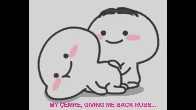 a cartoon drawing of a person giving another person back rubs