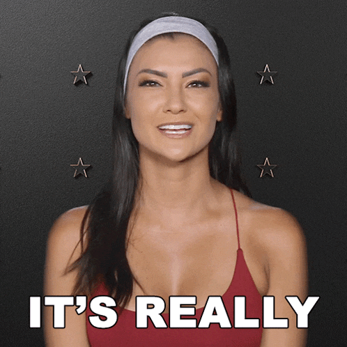 a woman says it 's really in a red tank top