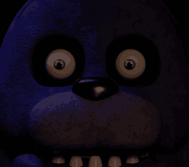 a close up of bonnie from five nights at freddy 's with his mouth open