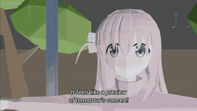 a girl with pink hair says it feels like a preview of tomorrows concert