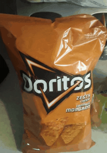 a bag of doritos sits on a table