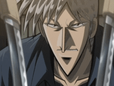 a close up of a man 's face with a sword in the background