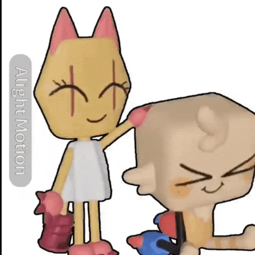 a cartoon drawing of a cat and a cube with the words alight motion on the bottom right