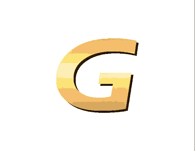 gold letter g on a white background with a black outline